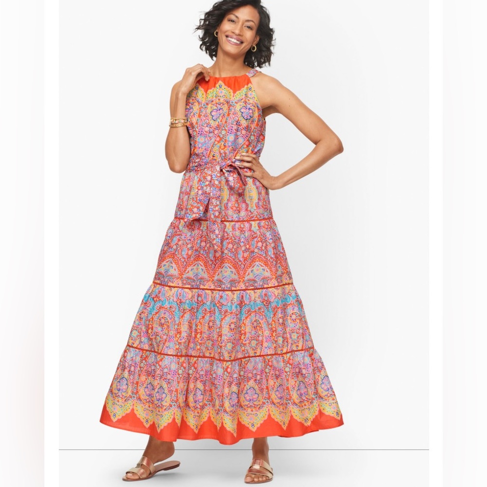 TIERED HALTER MAXI DRESS - MEDALLION